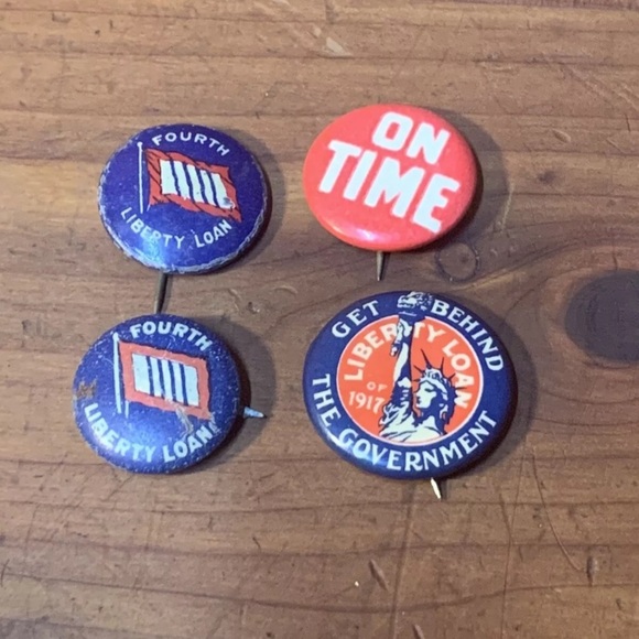 Vintage Liberty Loan Pin Set - Red, Blue, White Antique WW1 - Picture 4 of 12
